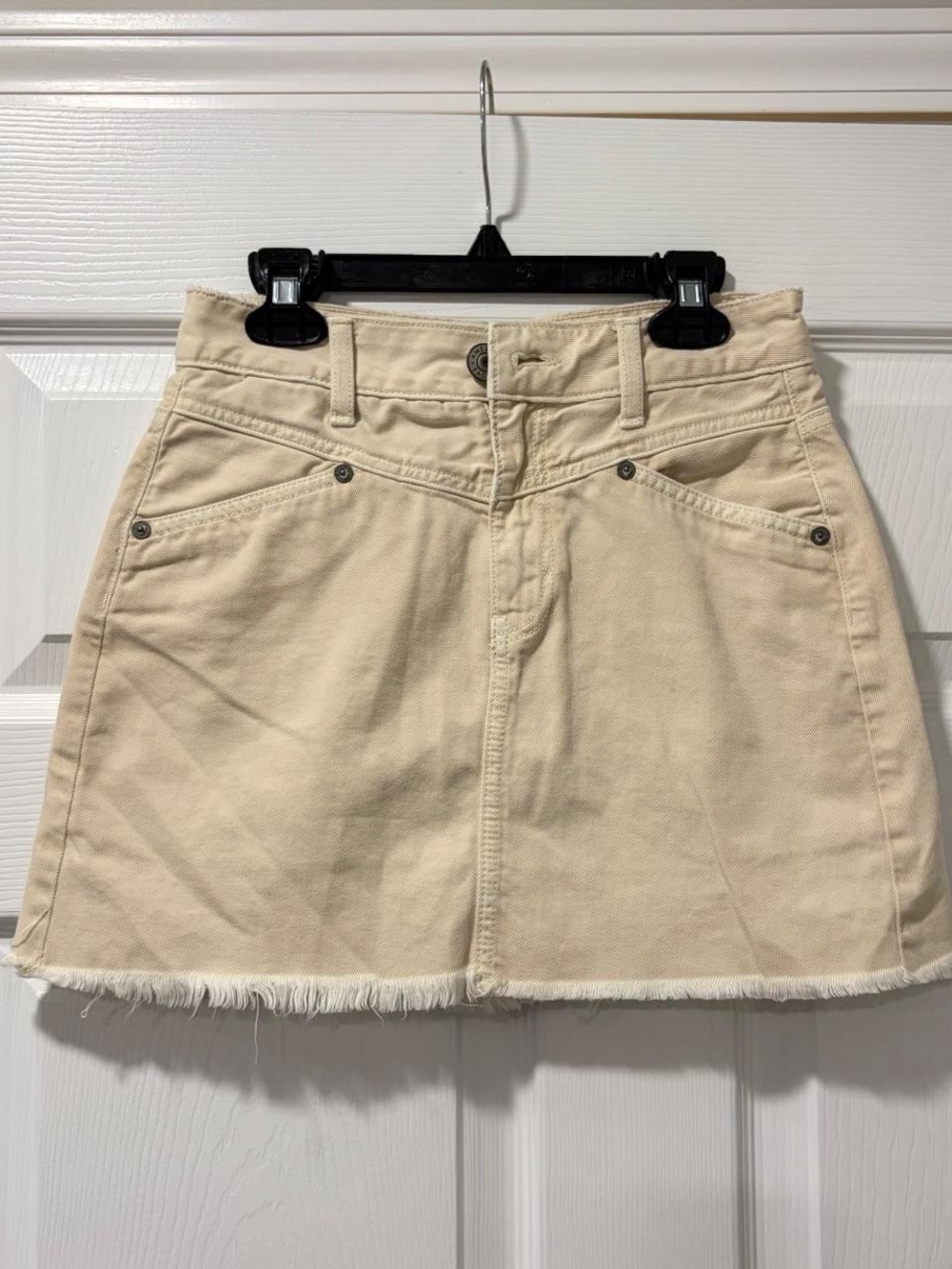 American Eagle Outfitters Cream Denim Mini Skirt
